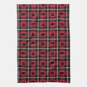Rood zwart/wit vrij Beer en Paw Flannel Pset Theedoek (Verticaal)
