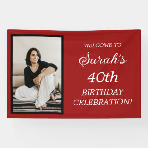 Rood Zwart Wit Vrouw 40e Verjaardag Foto Banner