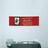Rood Zwart Wit Vrouwen Verjaardagsfeest Foto Spandoek (Beurs)