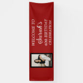 Rood Zwart Wit Vrouwen Verjaardagsfeest Foto Spandoek (Verticaal)