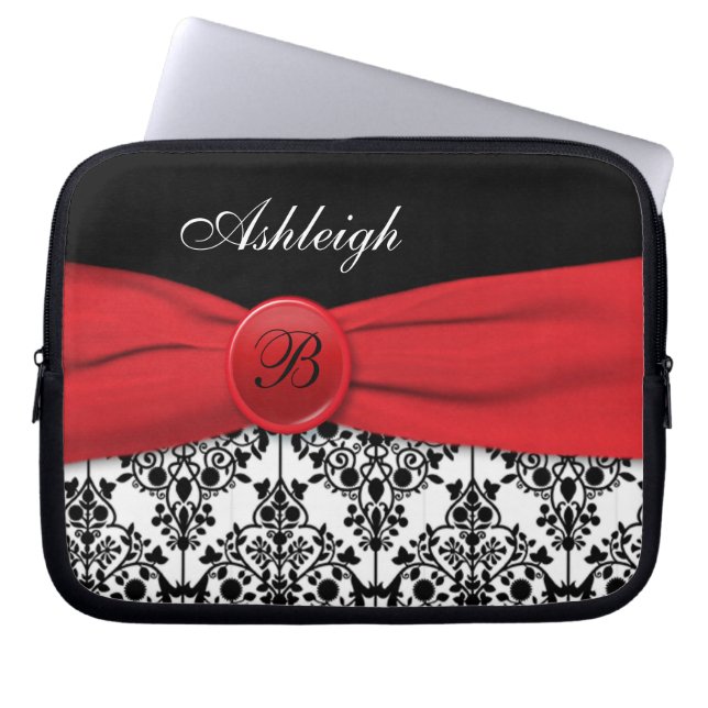 Rood, zwart, wit, witte, zwarte, zwarte, zwarte, z laptop sleeve (Voorkant)