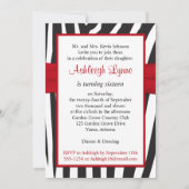 Rood, zwart, wit Zebra 16th Birthday Invitation Kaart (Achterkant)