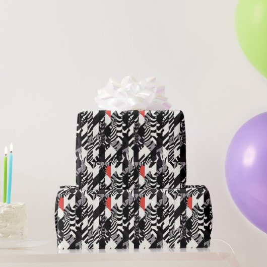 Rood Zwart Wit Zebra Abstract Cadeaupapier (Feestgeschenken)