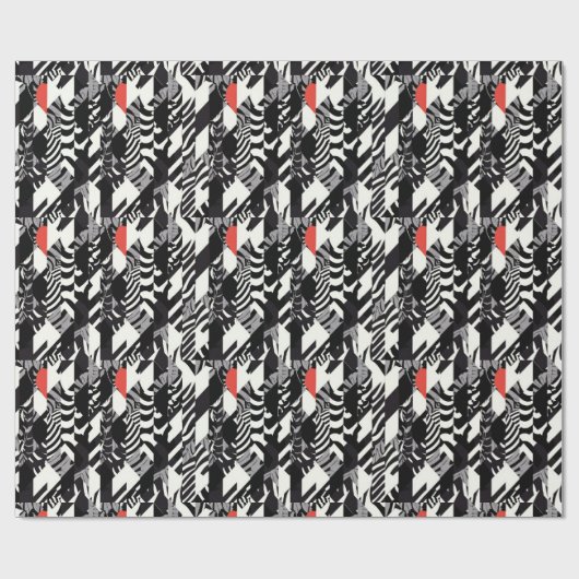 Rood Zwart Wit Zebra Abstract Cadeaupapier (Vlak)
