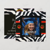 ROOD ZWART WIT ZEBRA FUR Monogram Fototemplate Kaart (Voorkant / Achterkant)