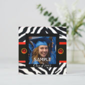 ROOD ZWART WIT ZEBRA FUR Monogram Fototemplate Kaart (Staand voorkant)