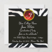 ROOD ZWART WIT ZEBRA FUR Monogram Fototemplate Kaart (Achterkant)