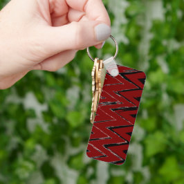 Rood, Zwart & Wit Zigzag – Artistiek & Stijlvol Sleutelhanger