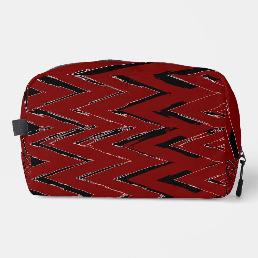 Rood, Zwart & Wit Zigzag – Krachtig & Artistiek Toilettasje (Voorkant)