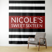 Rood Zwart & Wit Zoet 16 Verjaardag Achtergrond Wandkleed (In situ)