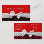 Rood zwart-witlint- en poolpunts visitekaartje (Voorkant / Achterkant)