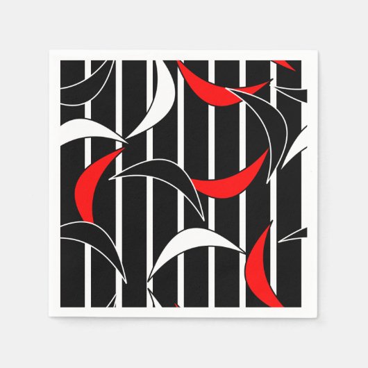 Rood, Zwart & Witte Abstract Boemerang Design Servet (Voorkant)
