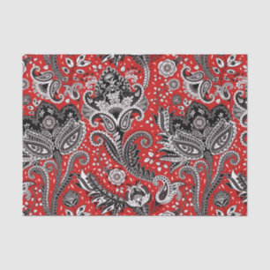 Rood Zwart & Witte Bloem Motief Boheemse Boho Tissuepapier