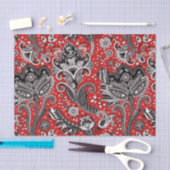 Rood Zwart & Witte Bloem Motief Boheemse Boho Tissuepapier (Craft)