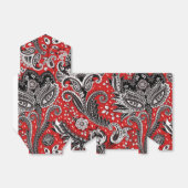 Rood Zwart & Witte Bloemige Paisley Boheemse Boho Bedankdoosjes (Uitgevouwen)
