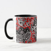 Rood Zwart & Witte Bloemige Paisley Boheemse Boho Mok (Links)