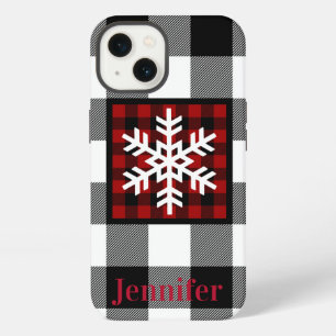 Rood, Zwart, Witte Buffalo Plaid, Sneeuwvlok Hoesj iPhone 13 Hoesje