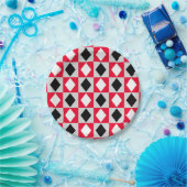 Rood Zwart Witte Diamant Papieren Bordje (Feest)
