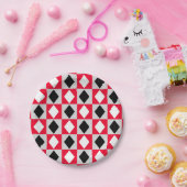 Rood Zwart Witte Diamant Papieren Bordje (Feest)