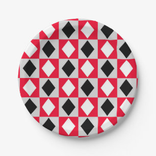 Rood Zwart Witte Diamant Papieren Bordje