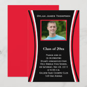 Rood, zwart, witte foto Afstuderen uitnodiging (Voorkant / Achterkant)