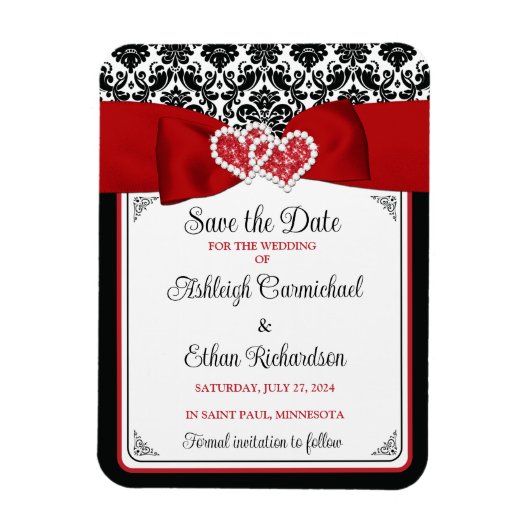 Rood, Zwart, Witte Liefdesharten Foto Save the Dat Magneet (Verticaal)