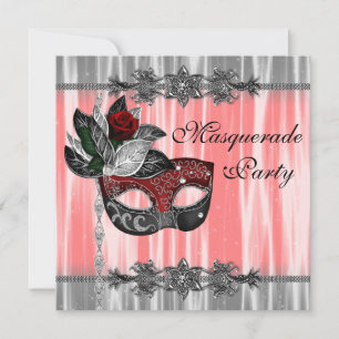 Rood Zwart Witte Maskerade Feestje Kaart