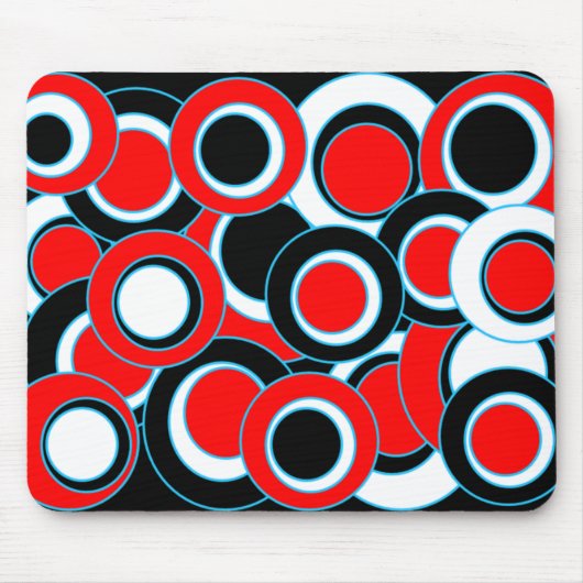 Rood Zwart & Witte Mod Cirkel Muismat (Voorkant)