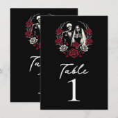 Rood & Zwart Witte Rozen Skelet Tafelnummer (Voorkant / Achterkant)