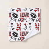 Rood Zwart Witte Valentijn Motief Bad Handdoek (Wasdoekje)