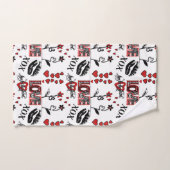 Rood Zwart Witte Valentijn Motief Bad Handdoek (Handdoek)