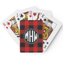 Rood Zwart Wt Cirkel Monogram Buffalo Plaid DIY BG