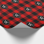 Rood Zwart XL Buffel Plaid Lumberjack 1IR Monogram Cadeaupapier (Hoek)