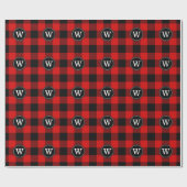 Rood Zwart XL Buffel Plaid Lumberjack 1IR Monogram Cadeaupapier (Vlak)