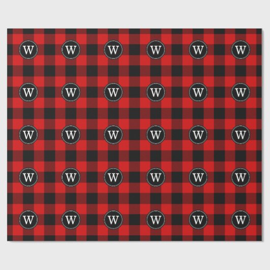 Rood Zwart XL Buffel Plaid Lumberjack 1IR Monogram Cadeaupapier (Vlak)