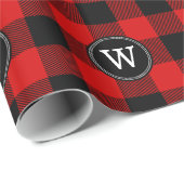 Rood Zwart XL Buffel Plaid Lumberjack 1IR Monogram Cadeaupapier (Rol Hoek)