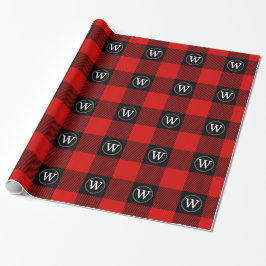 Rood Zwart XXL Buffalo Plaid Houthakker IR Monogra Cadeaupapier