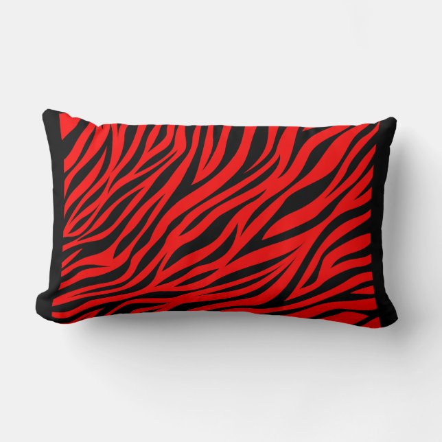 Rood Zwart Zebra Strepen Print Kussen (Voorkant)