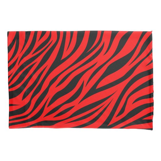 Rood Zwart Zebra Strepen Print Kussensloop (Voorkant)