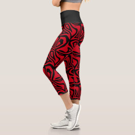 Rood & Zwart Zebra Stripes Vrouwen Capris Leggings