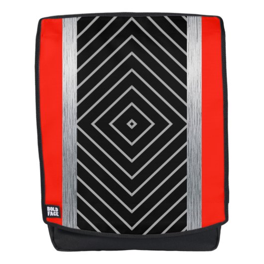 Rood, zwart, zilver en witte strepen rugtassen (Voorkant)