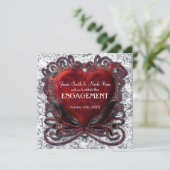 Rood Zwart Zilver Valentijn Hart Gothic Romantiek Kaart (Staand voorkant)