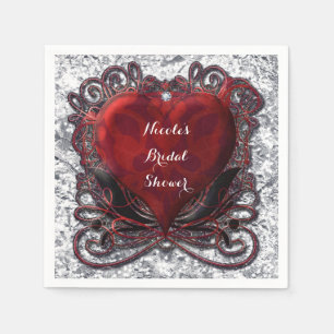 Rood Zwart Zilver Valentijn Hart Gothische Romanti Servet