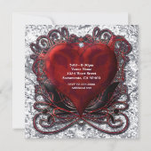 Rood Zwart Zilver Valentijnshart Gothic Romance Kaart (Achterkant)