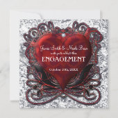 Rood Zwart Zilver Valentijnshart Gothic Romantiek Kaart (Voorkant)