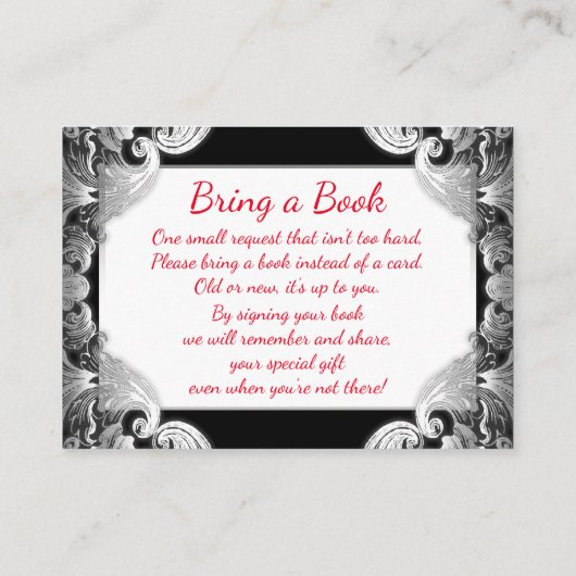 Rood Zwart Zilveren Luier Raffle Tickets Informatiekaartje (Achterkant)