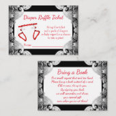 Rood Zwart Zilveren Luier Raffle Tickets Informatiekaartje (Voorkant / Achterkant)