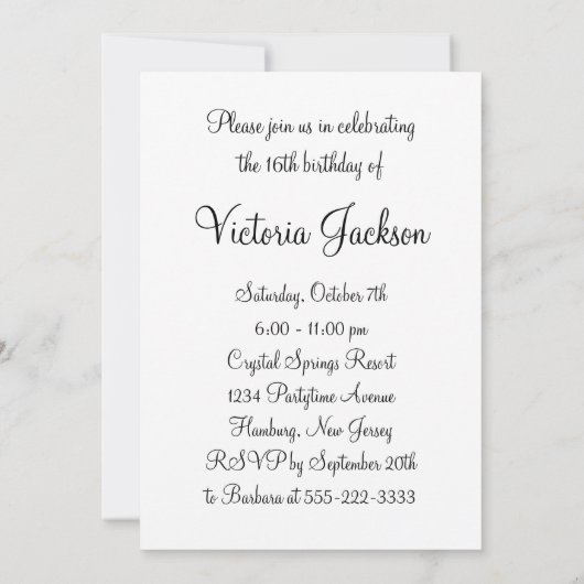 Rood Zwart Zilveren Werveltje Elegant Sweet Sixtee Kaart (Achterkant)