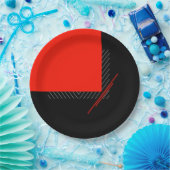 Rood, zwart, zwart en wit papier, geometrische afd papieren bordje (Feest)