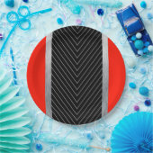 Rood, zwart, zwart en wit papieren bordje (Feest)